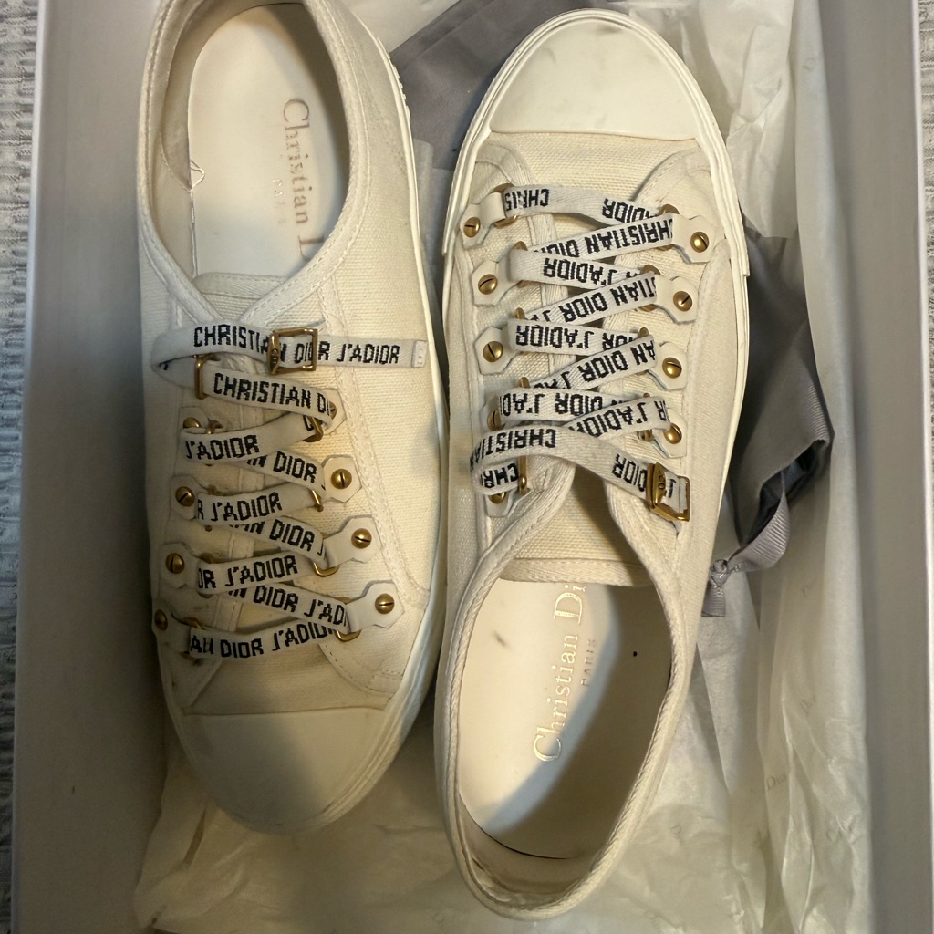 Dior Cream Sneakers With Black Accents